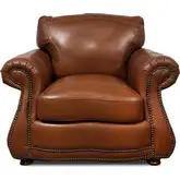 9055 Accent Chair in Brandy Brown with Alligator Pattern Top Grain Leather